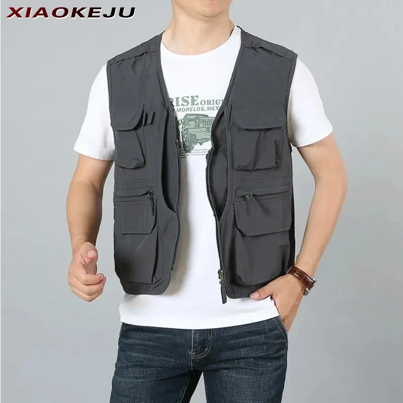 

Multi Pocket Vest Tactical Men Work Sleeveless Fishing MAN Jacket Clothing Luxury Camping Plus Size Outerwear Fashion Hunting