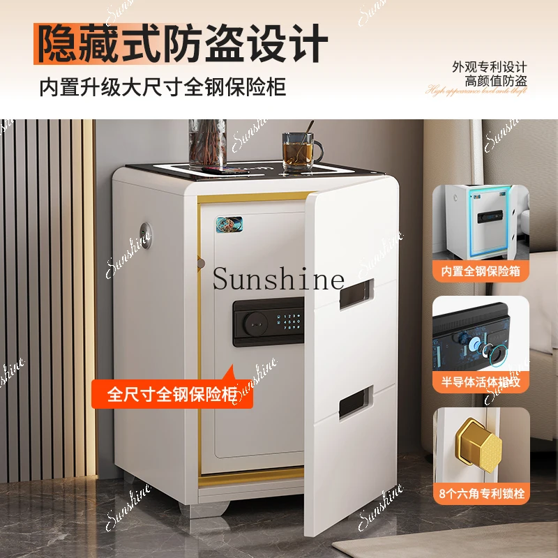 Household anti-theft can be fixed hidden fingerprint password box with wireless charging bedside table  FT