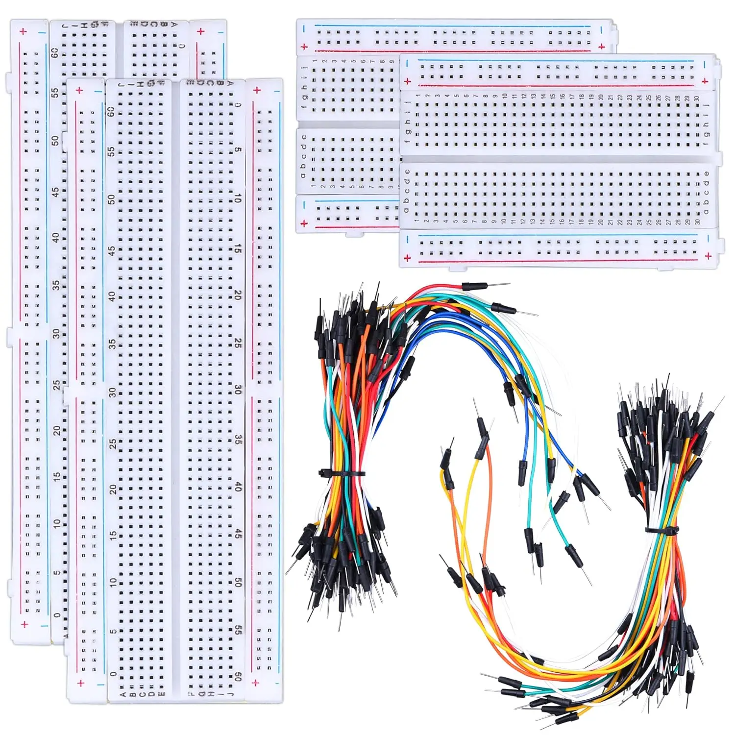 Breadboard Jumper Wires Kit 4pcs 400 / 830 Points Solderless PCB Breadboards and 65 Pcs Flexible Bread Board Jumper Wire Set