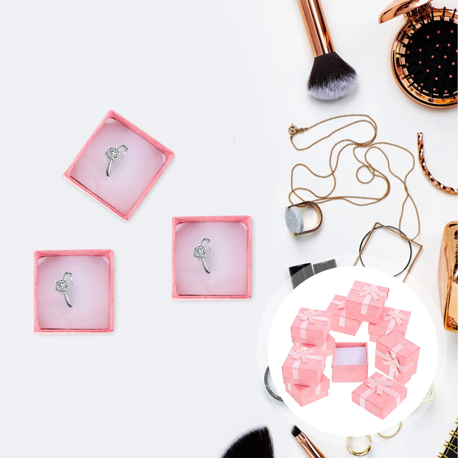 24 قطعة من صناديق المجوهرات الأنيقة باللون الوردي للأقراط والقلائد والأساور والبناء الصلب وديكورات حفلات الحلوى وصناديق المجوهرات