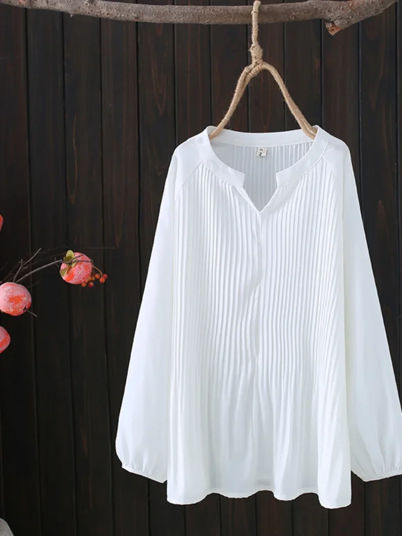 

Женская свободная рубашка с V-образным вырезом и рукавом-фонариком