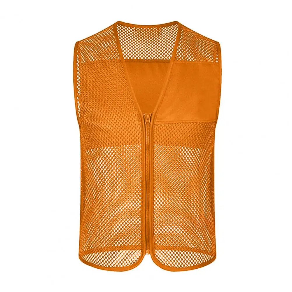 Work Clothes Men Vest Deep V Neck Mesh See-through Hollow Out Outdoor Vest Director Volunteer Waistcoat Fishing Cargo Vest