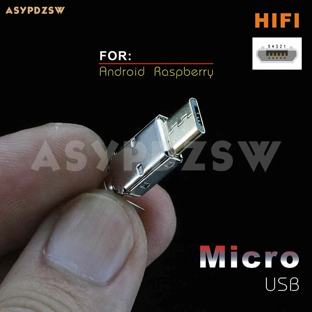 1 Set HIFI DIY Gold-plated Micro USB plug Type-Micro Male With nickel-plated shell For Android/Raspberry