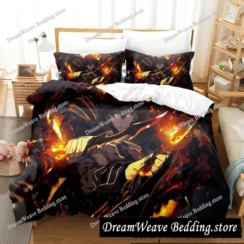 

3D Print Anime Solo Leveling Bedding Set Duvet Cover Bed Set Quilt Cover Pillowcase Comforter King Queen Size Boys Adult Bedding