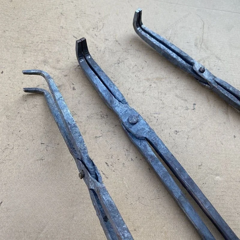 For  Figure-7 Tip Curved Nozzle Pliers Blacksmith Iron  Pointed Nozzle Fire Pliers Traditional Forging Pin-Pull Iron Clamp