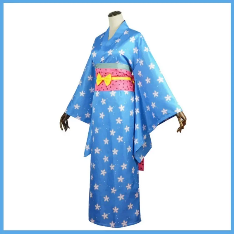 Anime Nami Cosplay Costume for Adult Women Japanese Blue Kimono Swimwear Wano Kuni Country Wig Carnava Suit