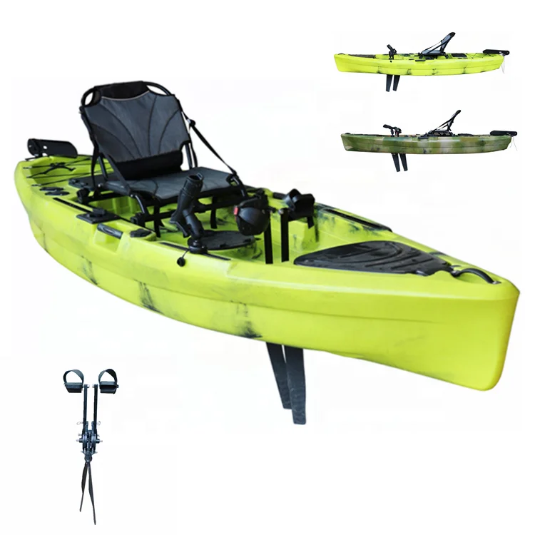 12 Ft Mirag Compass Pedal Kayak with Electric Motor Single Seat Fishing Canoe/Pedestrian Kayak Predator Fin Kick up Paddle