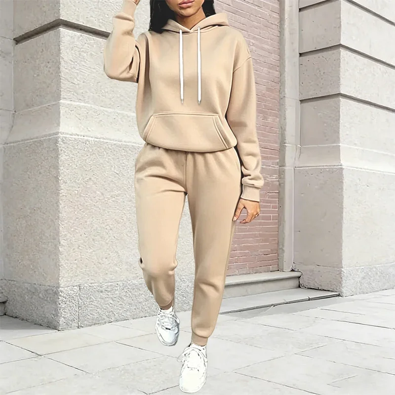 Daily Jogging Sport Autumn Winter Women Tracksuit Outfits Fashion Casual Printing Hooded Suit Quality Ladies Woman Two piece Set