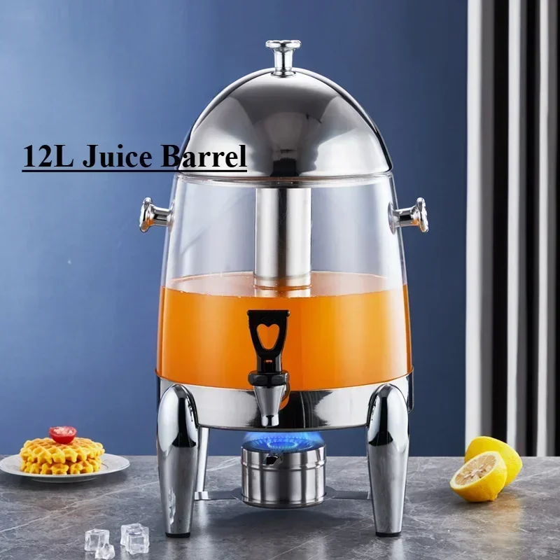 

12L Transparent Juice Barrel Stainless Steel Beverage Machine Beverage Bucket for Hotel Party Wedding Detachable with Ice Tube