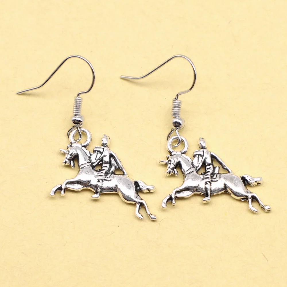 1 Pair 17x25mm Horseback Riding Male Earring Wife Gift