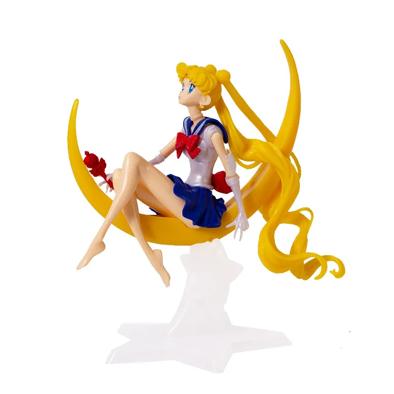 Cartoon Anime Sailor Moon Tsukino Action Figure Wings Toy Doll Cake Decoration Collection Model Girls Gift Toy for Children