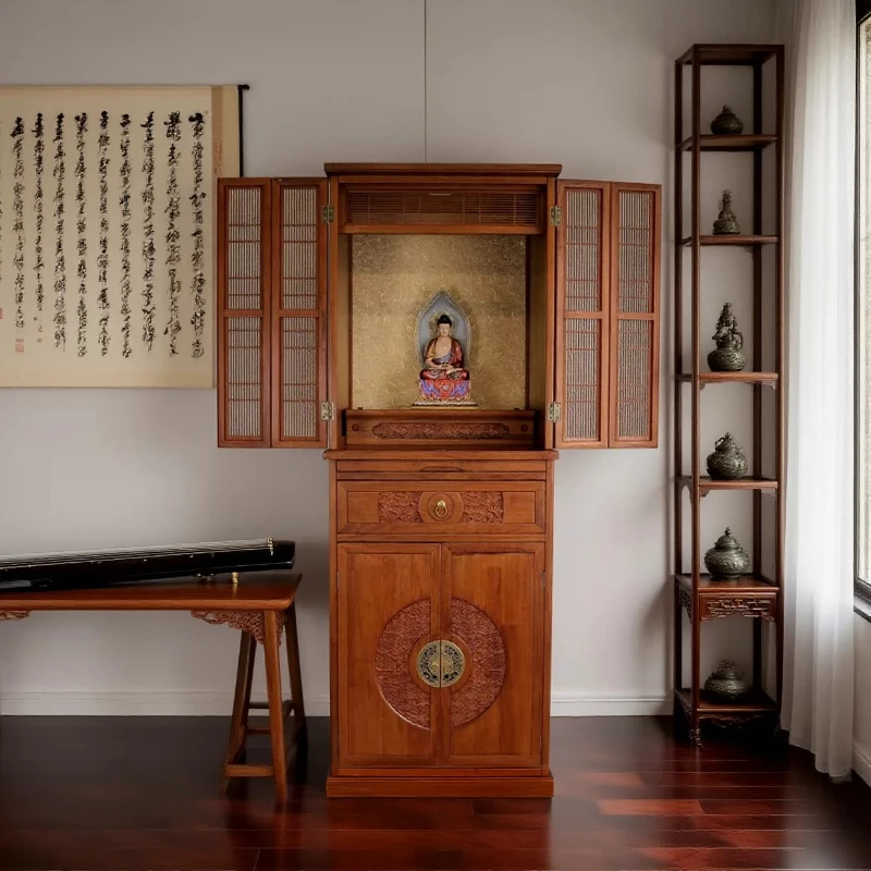 CX Buddhist niche cabinet offering table, shrine offering Avalokitesvara Buddha statue offering table,
