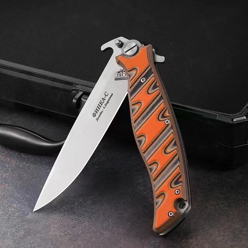 HOKC Folding Knife G10 Handle Hunting knife, Field survival knife, travel knife, Emergency defense Outdoor Defense tactical knif