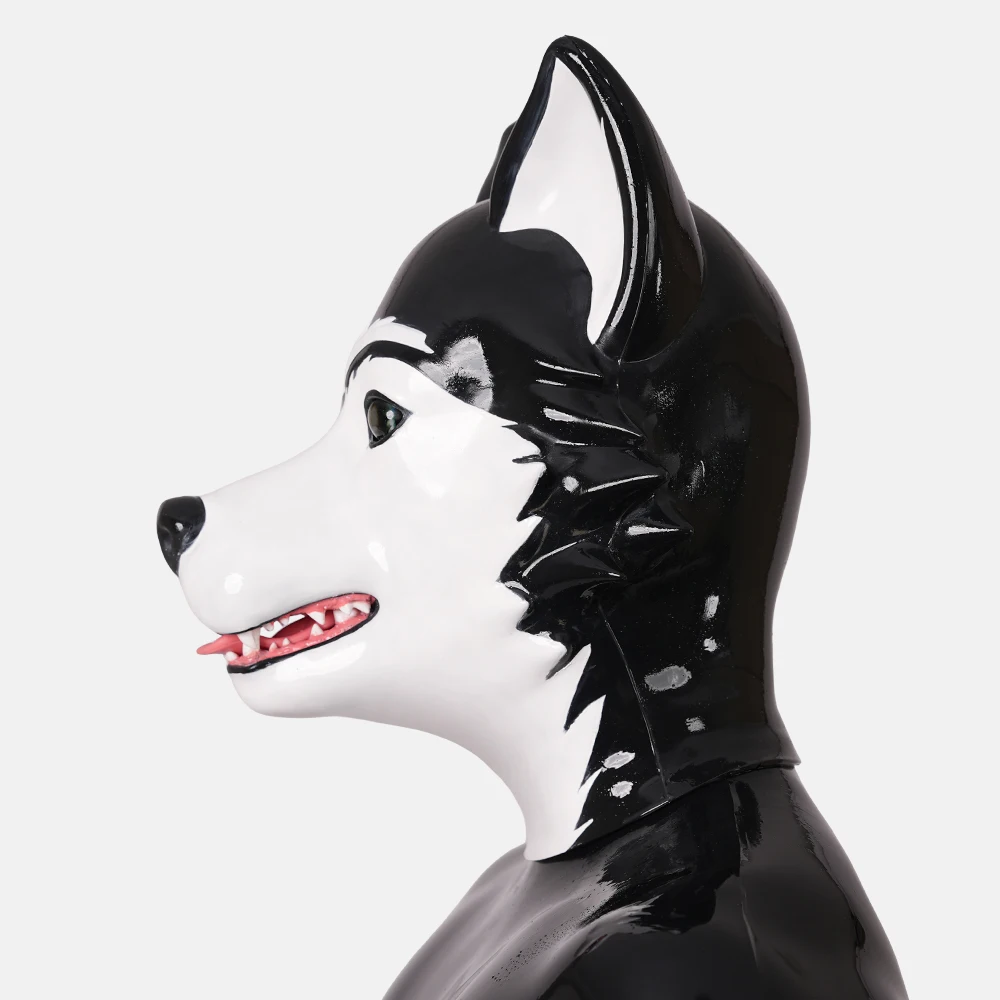 Furrjoi-capucha de silicona para perro Husky, disfraces de Cosplay, fetiche peludo de látex, gorros de juego realistas para mascotas, 4 colores disponibles