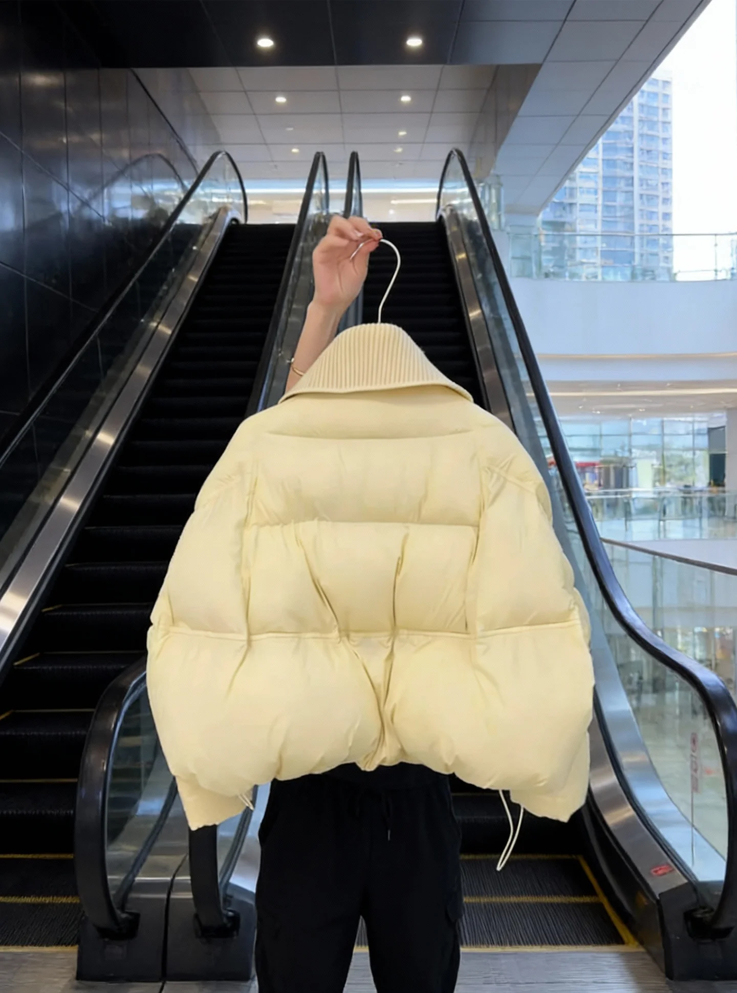 ort Puffer Jaet Women's Yellow Cr Puff 2025 New Winter Faion Thin High-End Feel Thi Outerwear Ladies' Commute Sle