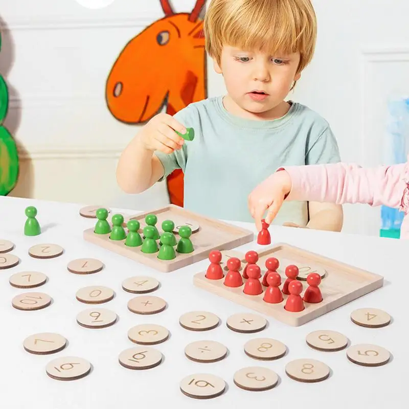 

Wooden Math Game Counting Block Number Board Game Safe Child Math Learning Board Multifunctional Educational Fun For