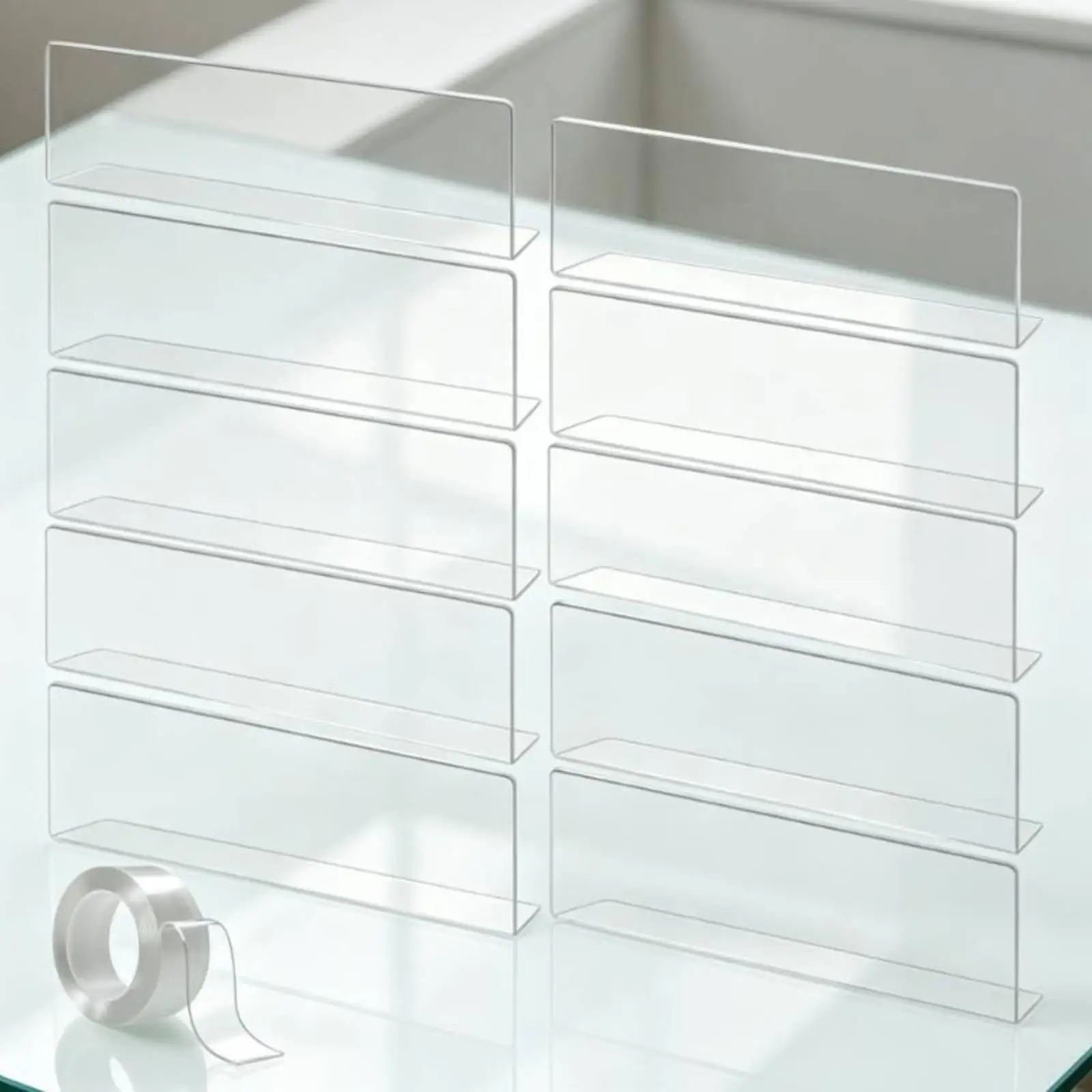 10 Pieces PVC Shelf Divider Self Acrylic Shelf Divider Clear Store Display