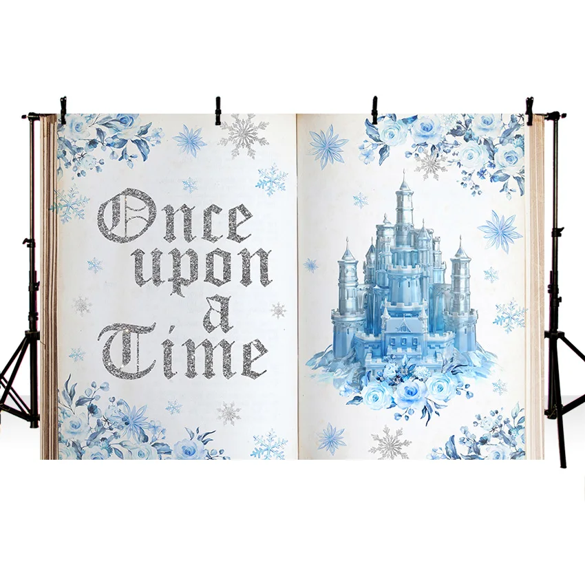 Mehofond Photography Background Once Upon a Time Frozen Castle Wedding Birthday Fairy Tale Book Flower Decor Backdrop Photocall