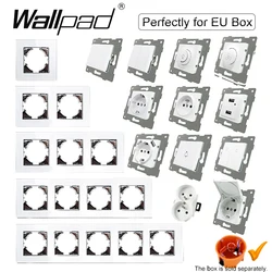 EU Glass Frame For Keys DIY White Button Reset Curtain USB French Electrical Sockets Outlet and Switch 220 Round Back Wallpad L6
