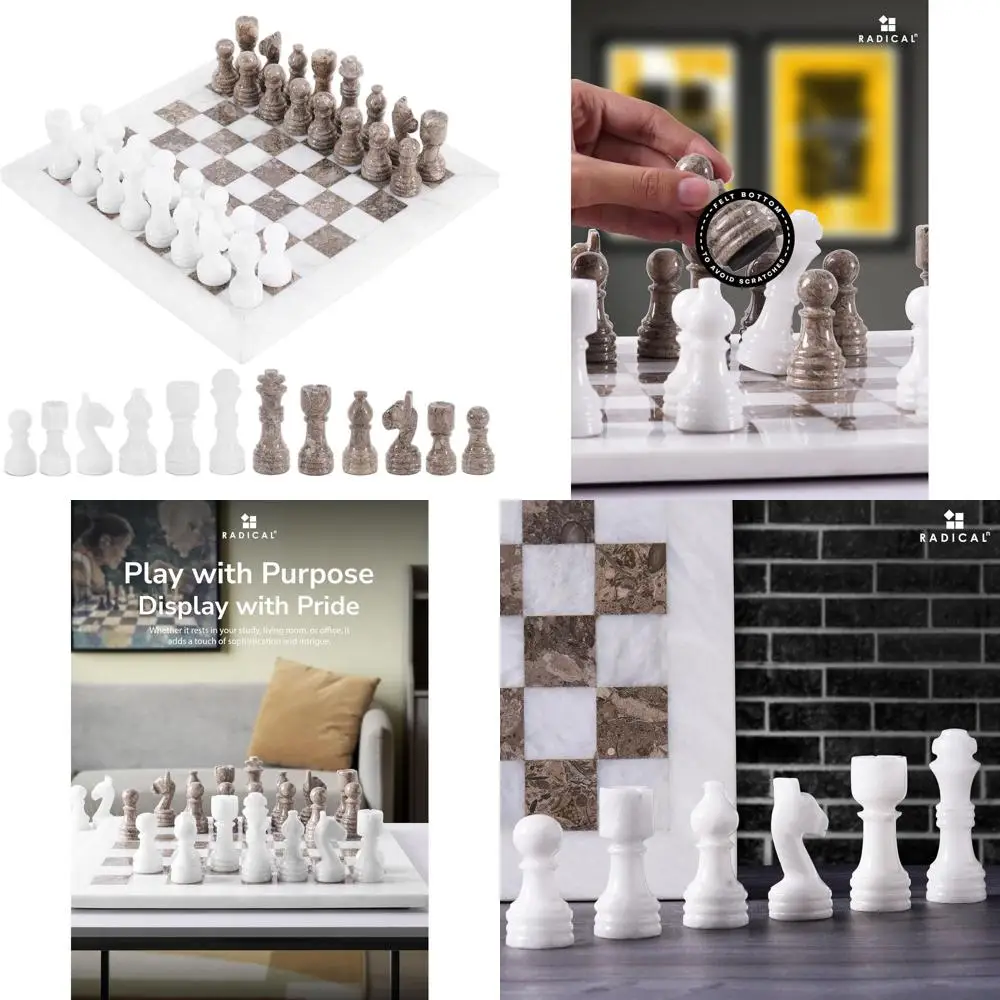 

Luxury 12 Oceanic Marble Chess Set - Handcrafted Grey & White Classic Board Game for Adults, Premium Home Decor & Gift