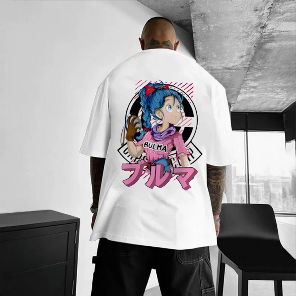 

Футболки с рисунком аниме Dragon Ball Bulma, мужская одежда больших размеров, лето 2022, повседневная женская футболка с короткими рукавами, уличная одежда, топы Y2k