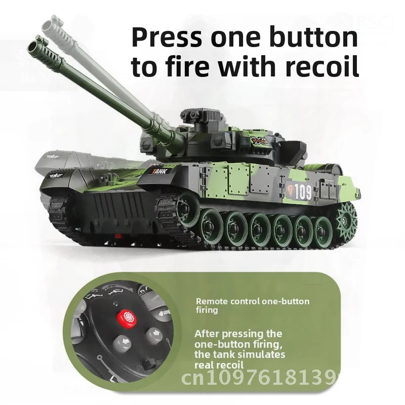 Jouet de réservoir télécommandé à 9 canaux avec effet de lumière, modèle militaire sur chenilles pour enfants, cadeau en plastique, ornement de voiture