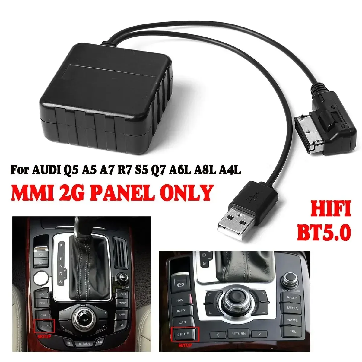 12V MMI 2G Car bluetooth 5.0 AUX Cable Adapter Wireless Car Electronics Accessories For AUDI Q5 A5 A7 R7 S5 Q7 A6L A8L A4L