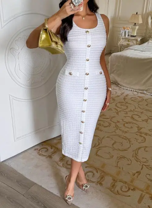 

Elegant temperament, solid color camisole, tight fitting skirt, women's clothing, new women's clothing for summer 2025