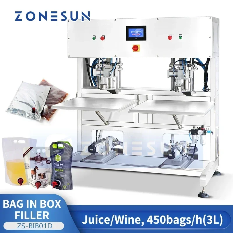 ZONESUN ZS-BIB01D Bag in Box Filling Machine BIB Filler Tap Spout Pouch Filling Equipment Beverage Wine Filling Machine