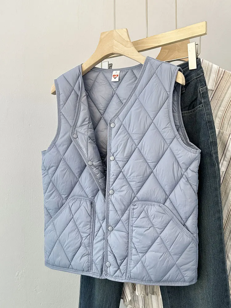 

Men's down Cotton Vest Lightweight Casual Warm Fitted Autumn Winter Faion Ci Sle V-ne Padded Vest for Teens