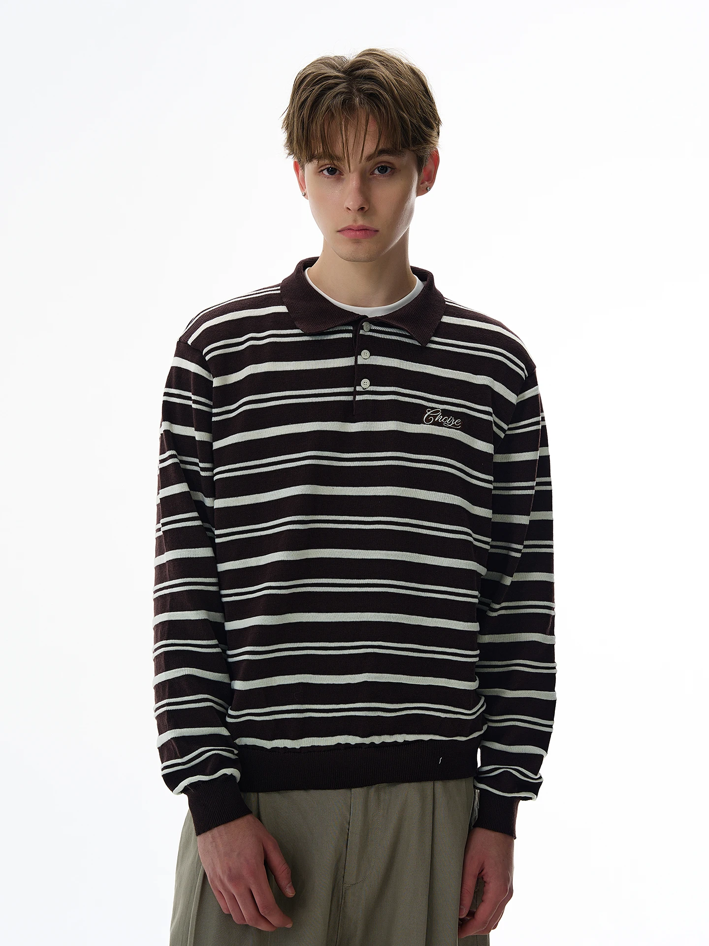 

a PUEE American Retro Stripe Knitted irt Sweater Loose Lazy Versatile Top Polyester Fiber Vintage Sle Youthful Energy