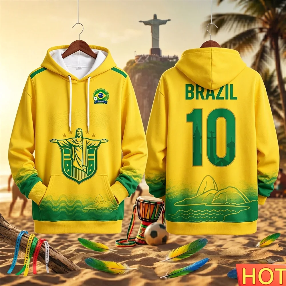 This Men's Brazil-style Hoodie Is Comfortable Warm Ideal for Autumn Winte Ispecially Designed for Outdoor Sports Soccer Training