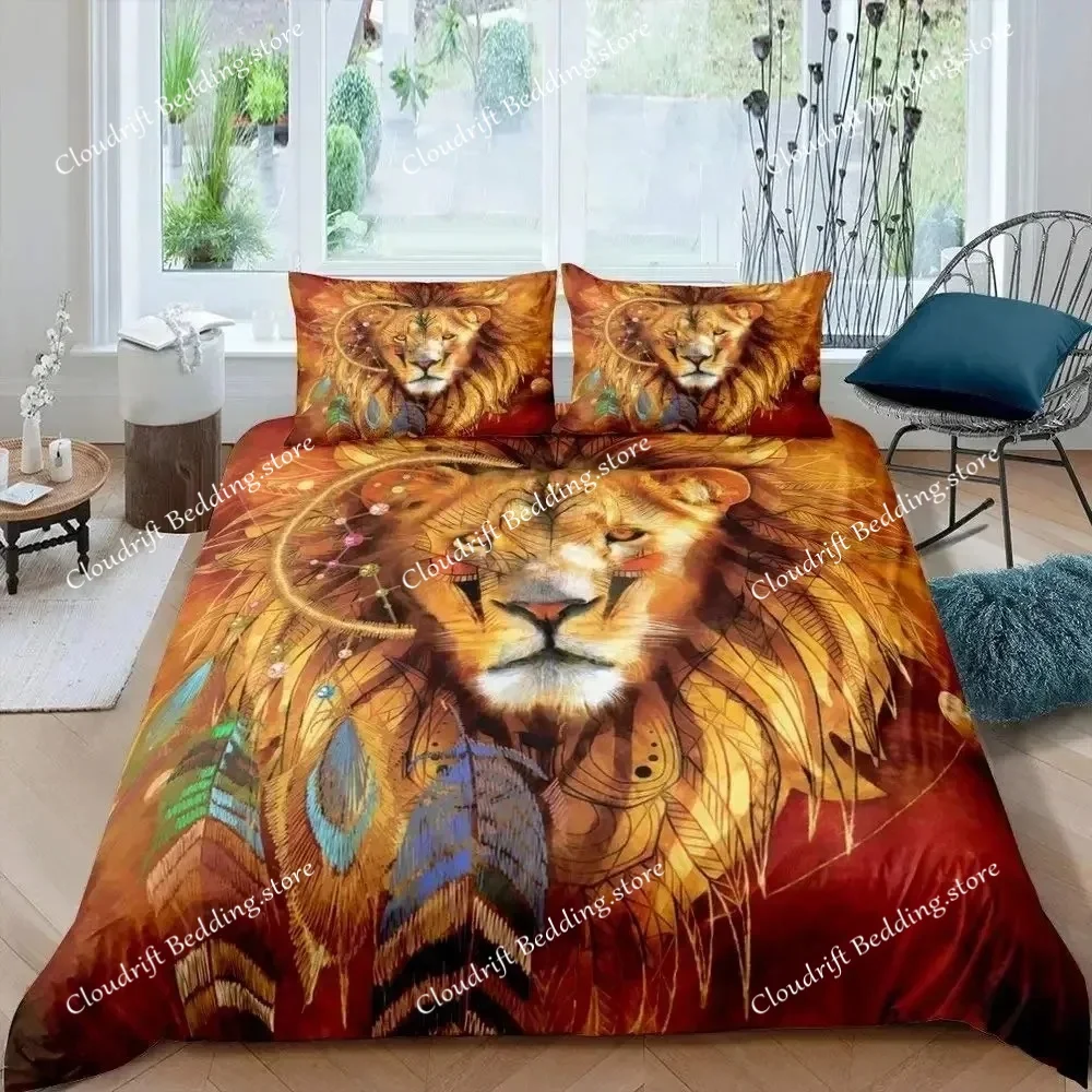 Single-sided Printed Quilt Cover Lion Animals Printed Bedding Sets Comfortable Bedspreads Comforter Duvet Birthday Gift