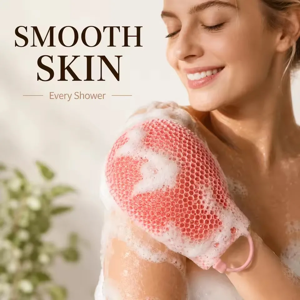 New Honeycomb TPU Exfoliating Shower Glove - Quick-Drying Body Scrubber Sponge for Bathroom