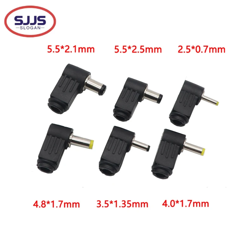 【5PCS】5.5*2.1mm 5.5*2.5mm DC plug 90 degree elbow DC power plug wiring assembly welding wire type 4.8x1.7mm 4.0x1.7mm 3.5x1.35