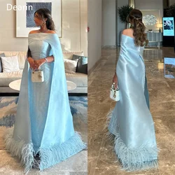 Customized Prom Dress Dearin Off-the-shoulder A-line Floor Length Skirts Stole Feather Bead Bespoke Occasion Dresses Evening Sau