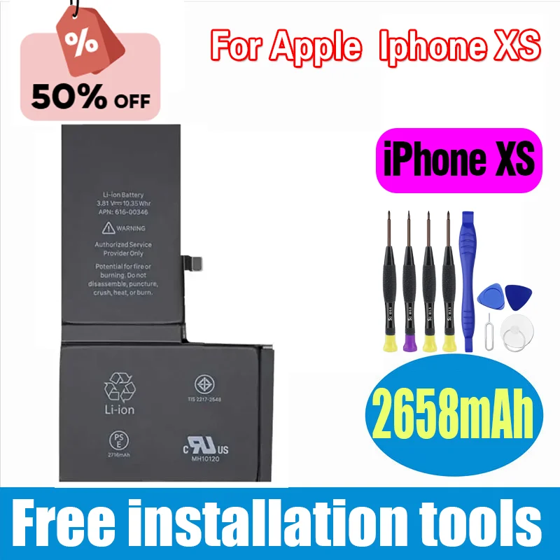 

New Phone Battery For IPhone XS With Free Repair Tools Kit 2658mAh High Capacity Bateria Replacement