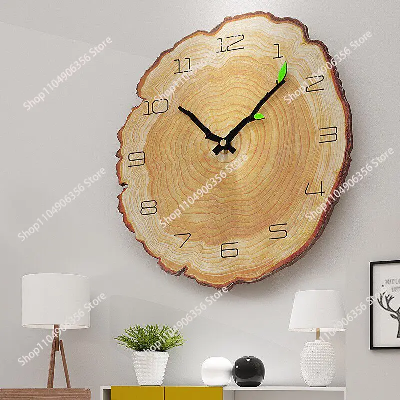 for Wall clock living room decoration creative wood grain clock
