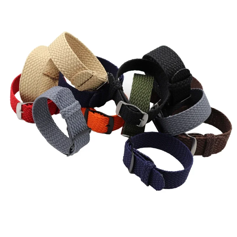 High Quality Fabric Woven Bracelet One Piece Watch Band Canvas Wristband 14mm 16mm 18mm 20mm 22mm Nylon Colorful Strap