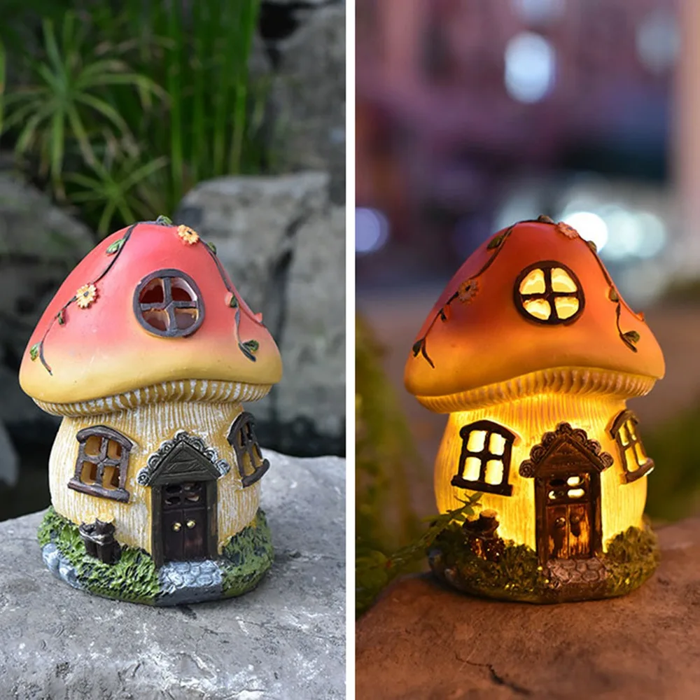 Outdoor solar lights mushroom house decorations American style outdoor sculpture decor courtyard landscape lights Party Home