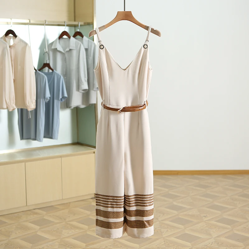 

Корейский комбинезон с широкими штанинами Sle V-Ne, брендовые женские повседневные длинные брюки на пуговицах, семи/пятиточечная длина, полиэстер для поездок на работу