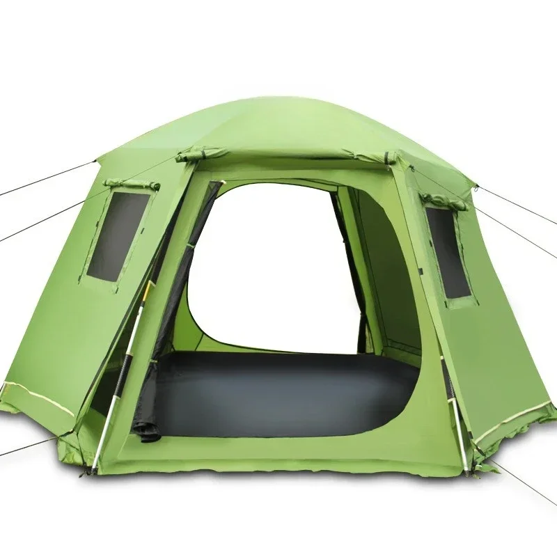 Hexagonal outdoor double-layer fully automatic 3-4 people 5-8 people tent sun protection free quick-opening tent camping tourism
