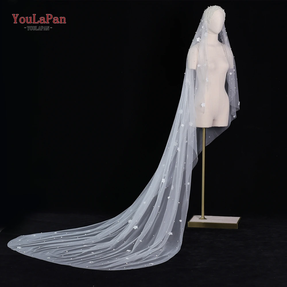 

YouLaPan Elegant 3D Flowers Bridal Veils With Applique/Faux Pearl Beaded Wedding Veil Accessories for the Bride V245