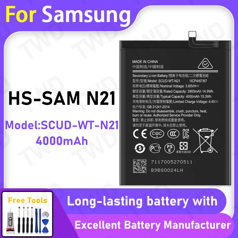 

4000mAh For Samsung Galaxy HS-SAM N21 Battery SCUD-WT-N21 Replacement Bateria+Free Tools