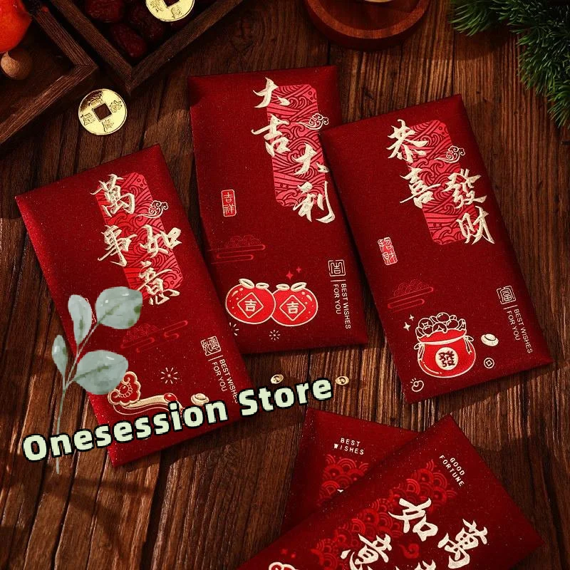 

2026 Year of the Horse Red Envelopes (Hongbao) 6-Pack - Hot Gold on Premium Thick Paper for Lunar New Year