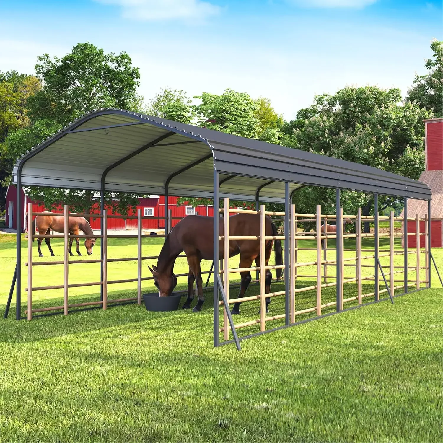 12x 24 FT Metal Carport, Heavy Duty Carport, Multi-Purpose Car Port with Galvanized Steel Roof and All-Metal Frame