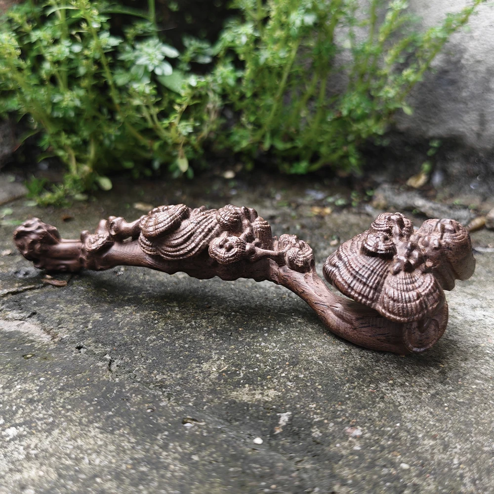 4.6-Inch Hand-Carved Wooden Ganoderma Lucidum Ornament, New Chinese Style, Classic Style, Suitable for Desktop Decorations, Fireplace, Bedroom, Living Room, Centerpiece, Back-To-School Season Gift, New Year Gift, Birthday Gift