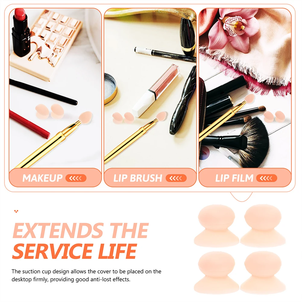 

12pcs Lip Brush Dust Cover Silicone Protector Makeup Supplies Mask Travel Dustproof Covers Cap For Lip Brushes Safe