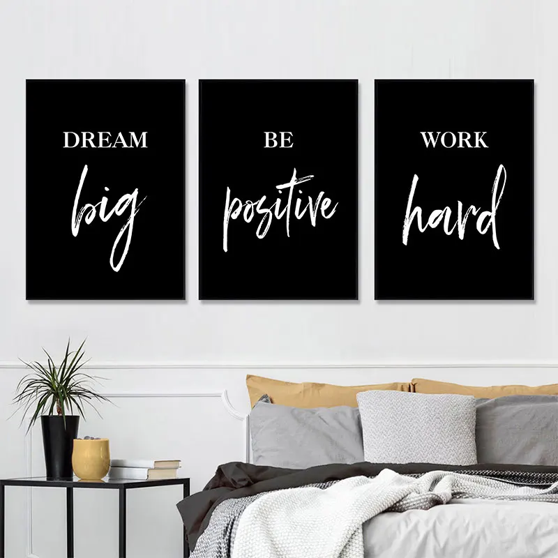 Black White Inspirational Words Canvas Art Poster Prints Modern Minimalist Wall Decorative Picture for Living Room Home Decor
