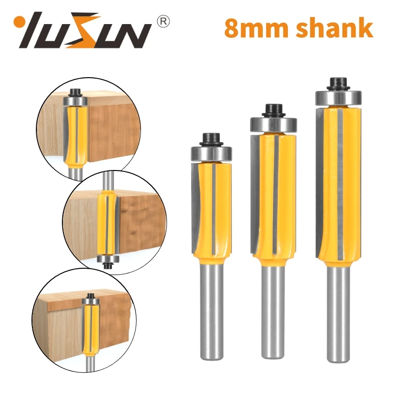 YUSUN 8MM SHANK Z4 gömme Trim Router Bit ile 4 bıçak ağaç İşleme freze ahşap için kesici BIT